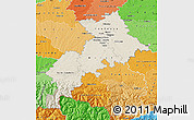 Shaded Relief Map of Haute-Garonne, political shades outside