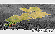 Satellite Panoramic Map of Haute-Garonne, darken, desaturated