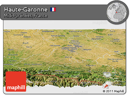 Satellite Panoramic Map of Haute-Garonne
