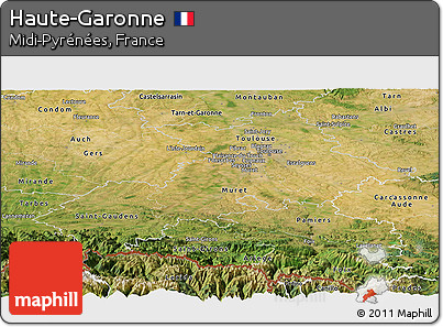 Satellite Panoramic Map of Haute-Garonne