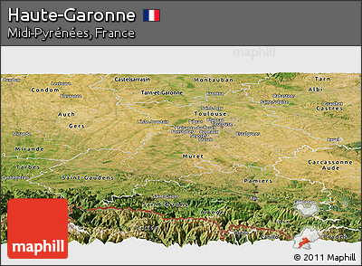 Satellite Panoramic Map of Haute-Garonne