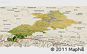 Satellite Panoramic Map of Haute-Garonne, shaded relief outside