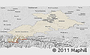 Shaded Relief Panoramic Map of Haute-Garonne, desaturated