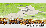 Shaded Relief Panoramic Map of Haute-Garonne, physical outside