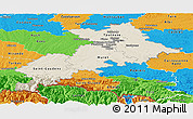 Shaded Relief Panoramic Map of Haute-Garonne, political outside