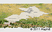 Shaded Relief Panoramic Map of Haute-Garonne, satellite outside