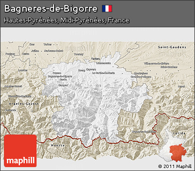 Classic Style 3D Map of Bagneres-de-Bigorre