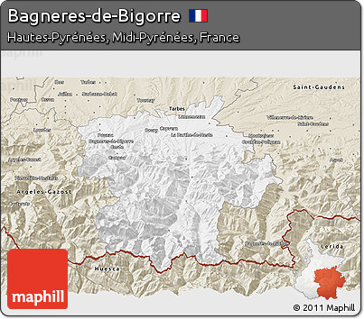 Classic Style 3D Map of Bagneres-de-Bigorre