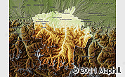 Physical Map of Bagneres-de-Bigorre, darken