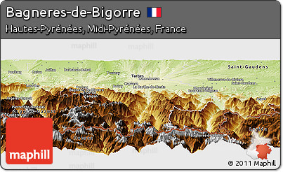 Physical Panoramic Map of Bagneres-de-Bigorre