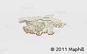 Shaded Relief Panoramic Map of Bagneres-de-Bigorre, cropped outside