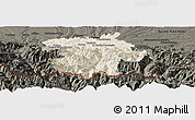 Shaded Relief Panoramic Map of Bagneres-de-Bigorre, darken
