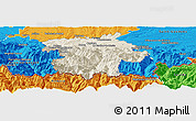 Shaded Relief Panoramic Map of Bagneres-de-Bigorre, political outside