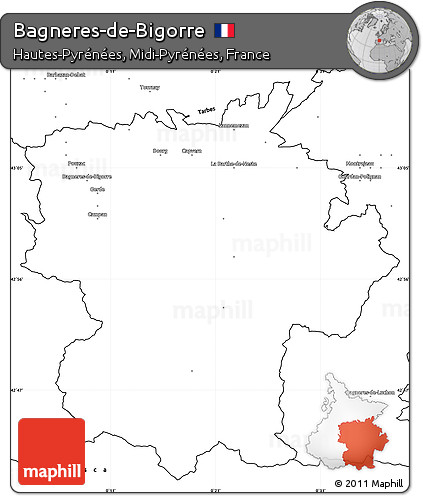 Blank Simple Map of Bagneres-de-Bigorre