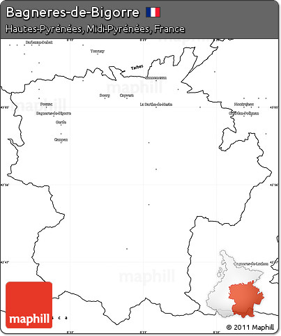 Blank Simple Map of Bagneres-de-Bigorre