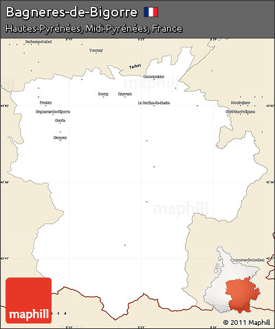 Classic Style Simple Map of Bagneres-de-Bigorre