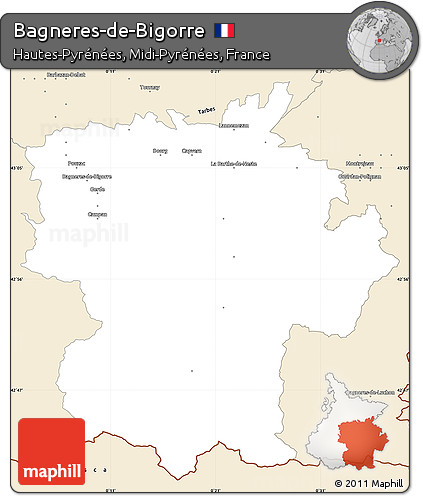 Classic Style Simple Map of Bagneres-de-Bigorre
