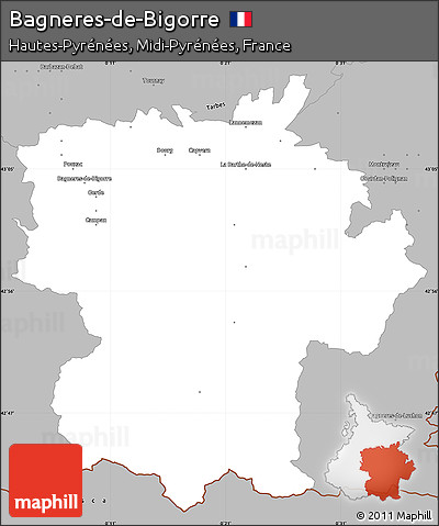 Gray Simple Map of Bagneres-de-Bigorre