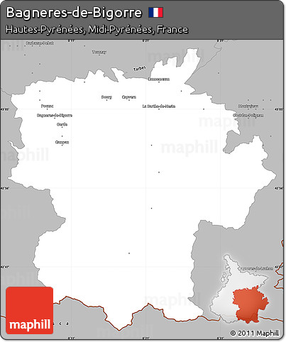 Gray Simple Map of Bagneres-de-Bigorre