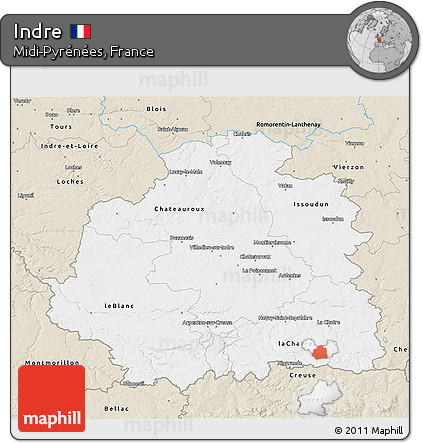 Classic Style 3D Map of Indre