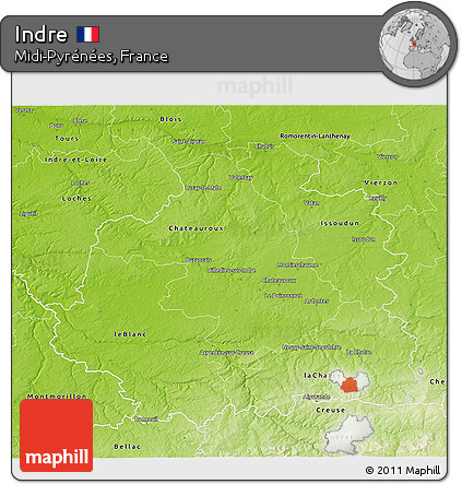 Physical 3D Map of Indre