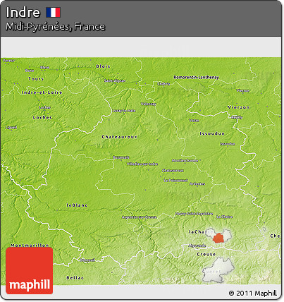 Physical 3D Map of Indre