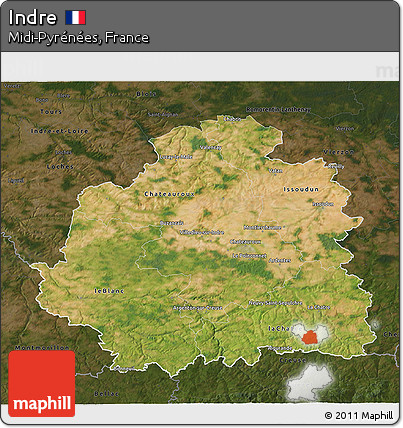 Satellite 3D Map of Indre, darken