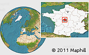 Satellite Location Map of Châteauroux, highlighted country, highlighted parent region