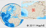 Shaded Relief Location Map of Châteauroux