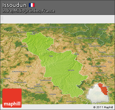 Physical 3D Map of Issoudun, satellite outside