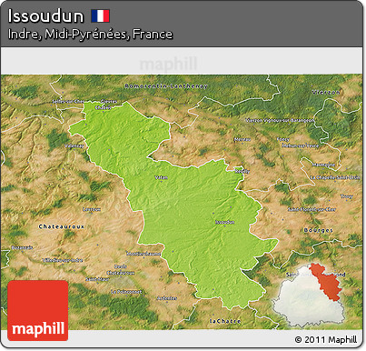 Physical 3D Map of Issoudun, satellite outside