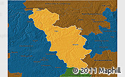 Political 3D Map of Issoudun, darken