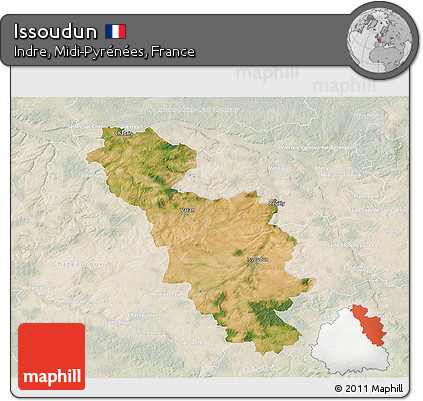 Satellite 3D Map of Issoudun, lighten