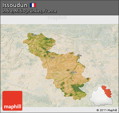 Satellite 3D Map of Issoudun, lighten