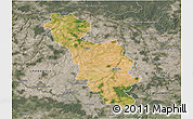 Satellite 3D Map of Issoudun, semi-desaturated