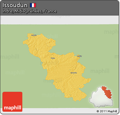 Savanna Style 3D Map of Issoudun, single color outside
