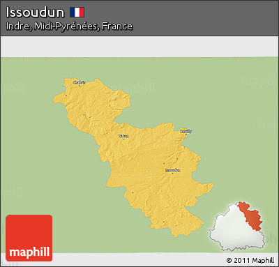 Savanna Style 3D Map of Issoudun, single color outside