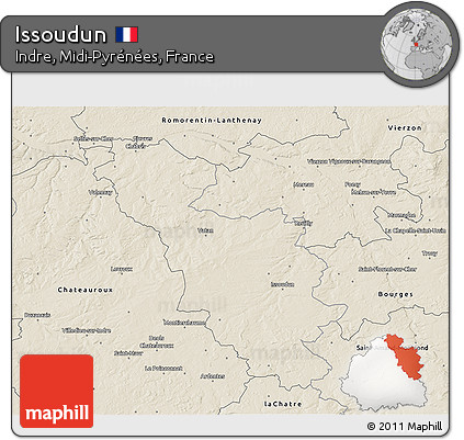 Shaded Relief 3D Map of Issoudun