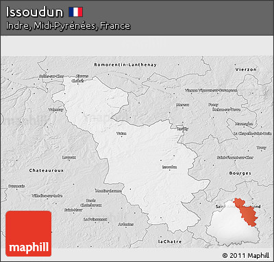 Silver Style 3D Map of Issoudun