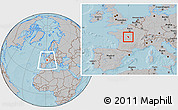 Gray Location Map of Issoudun, within the entire country, hill shading