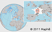 Gray Location Map of Issoudun, highlighted country, highlighted grandparent region, within the entire country