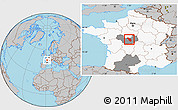 Gray Location Map of Issoudun, highlighted country, highlighted grandparent region