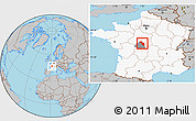Gray Location Map of Issoudun, highlighted country, highlighted parent region