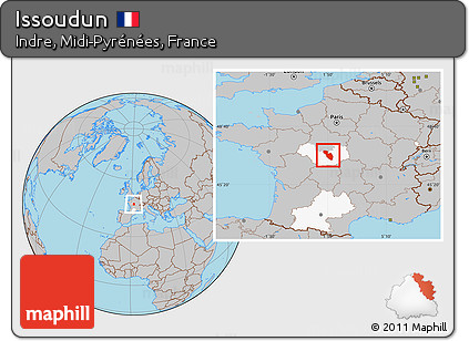 Gray Location Map of Issoudun, highlighted grandparent region