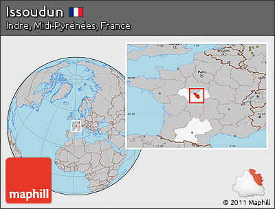 Gray Location Map of Issoudun, highlighted grandparent region