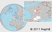 Gray Location Map of Issoudun, highlighted grandparent region