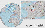 Gray Location Map of Issoudun, highlighted parent region, hill shading