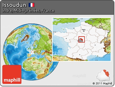Physical Location Map of Issoudun, highlighted country, highlighted parent region