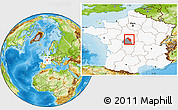 Physical Location Map of Issoudun, highlighted country, highlighted parent region
