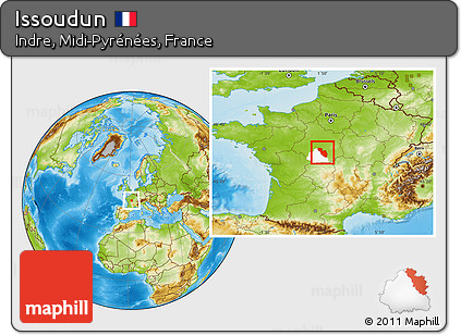 Physical Location Map of Issoudun, highlighted parent region